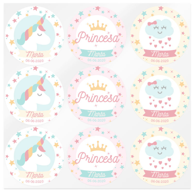 Adesivos personalizados de unicornio
