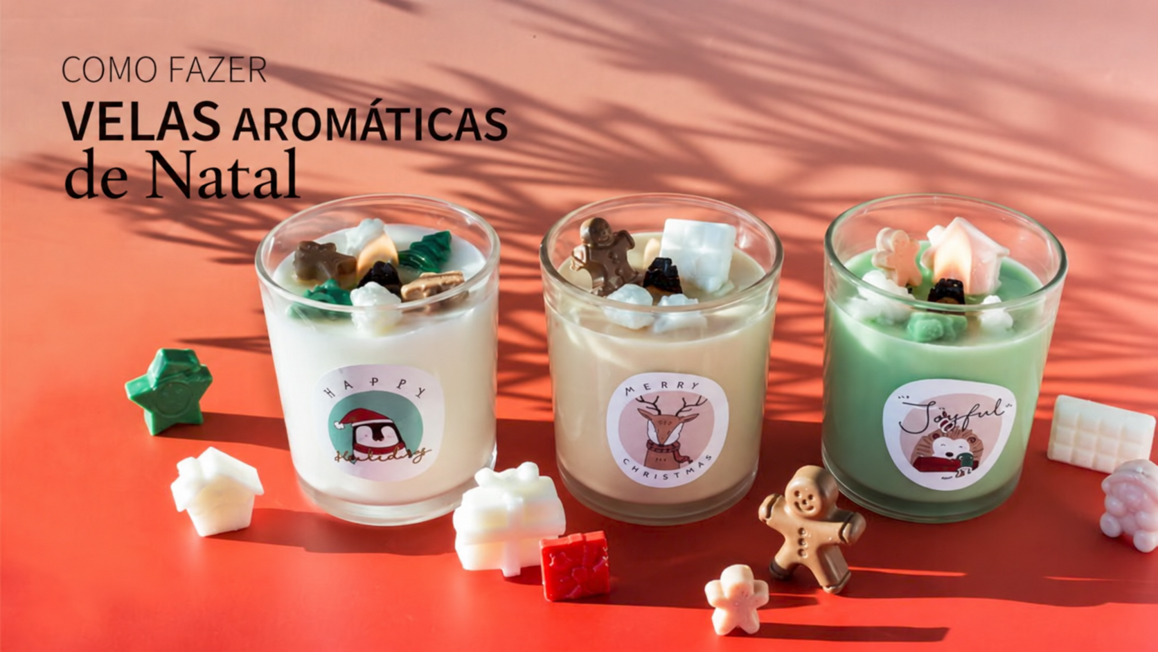 Como fazer velas aromáticas de Natal com azevinho