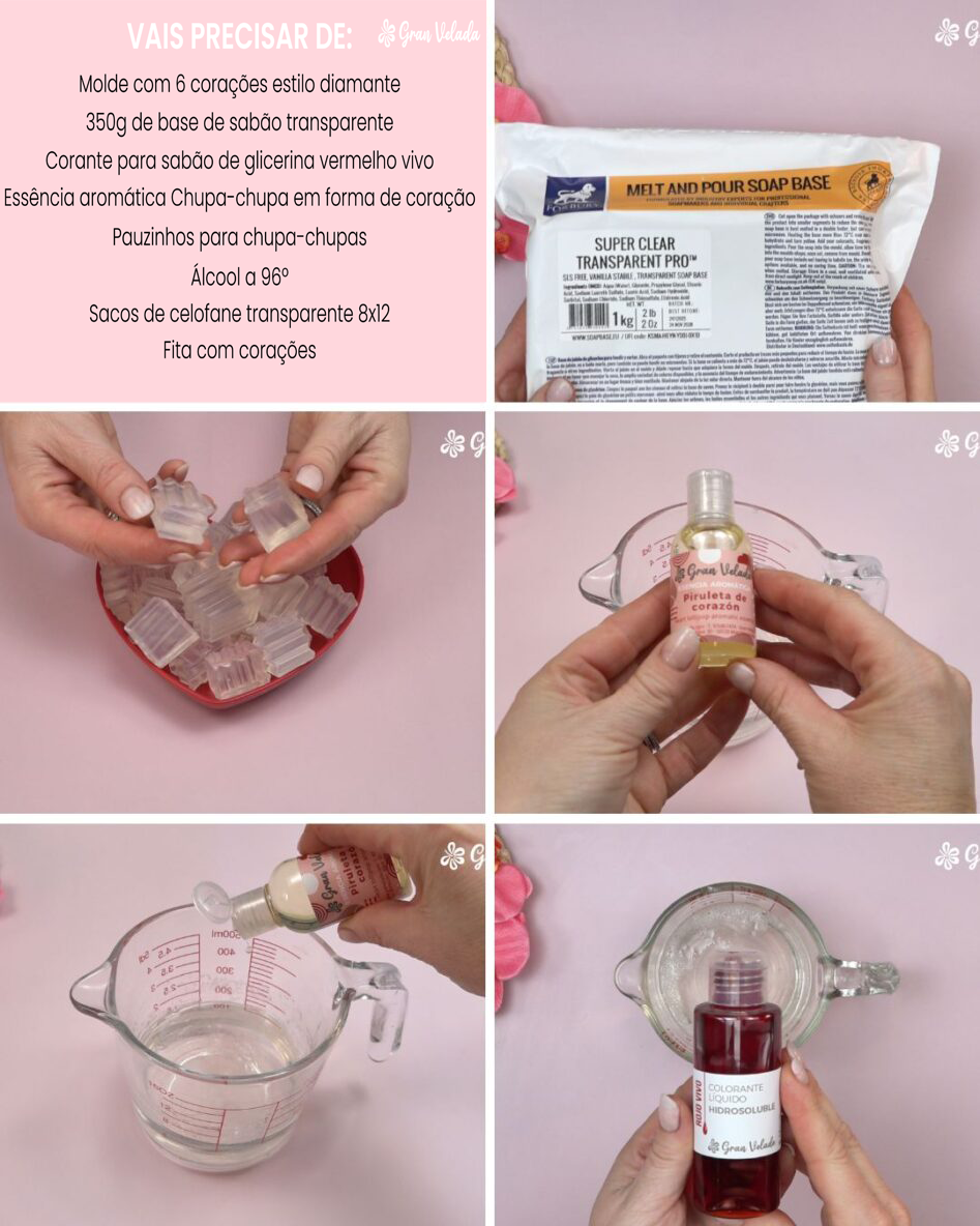 1 1 947x1184 Primeiros passos para realizar o sabonete em forma de chupa-chupa vermelho.