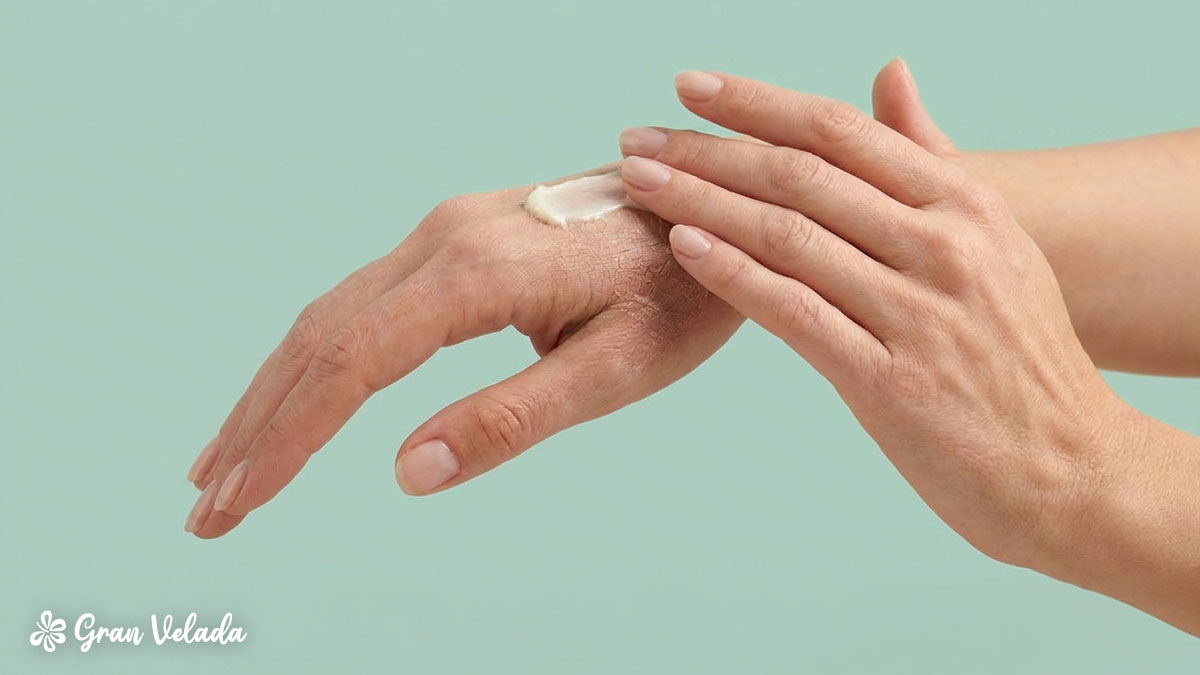 Aplicação de creme hidratante para pele muito agredida.