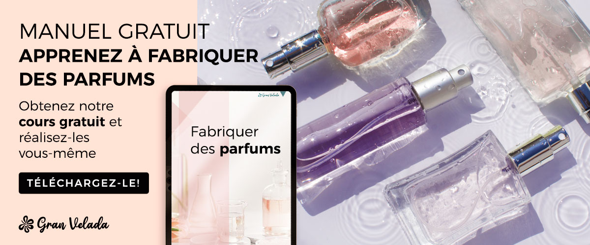Banner do manual gratuito para aprender a fazer perfumes caseiros com frascos pulverizadores DIY.