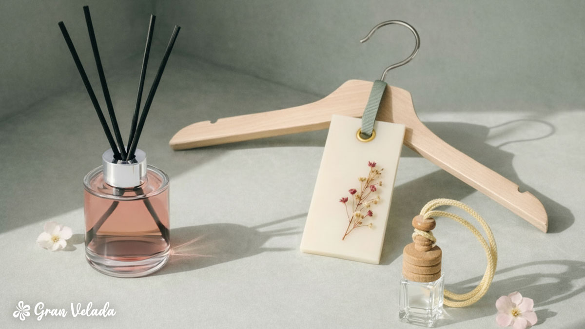 Diferentes ambientadores têxteis, para o carro e para casa.