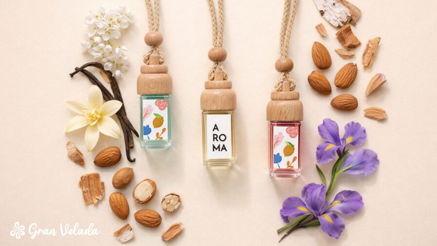 Três ambientadores de diferentes aromas.