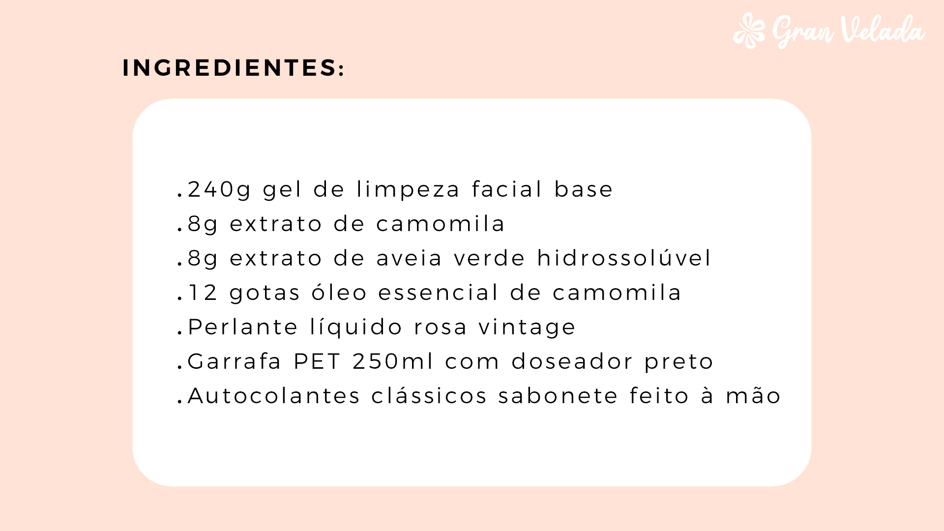 Ingredientes para fazer sabonete dermoprotetor para peles sensíveis