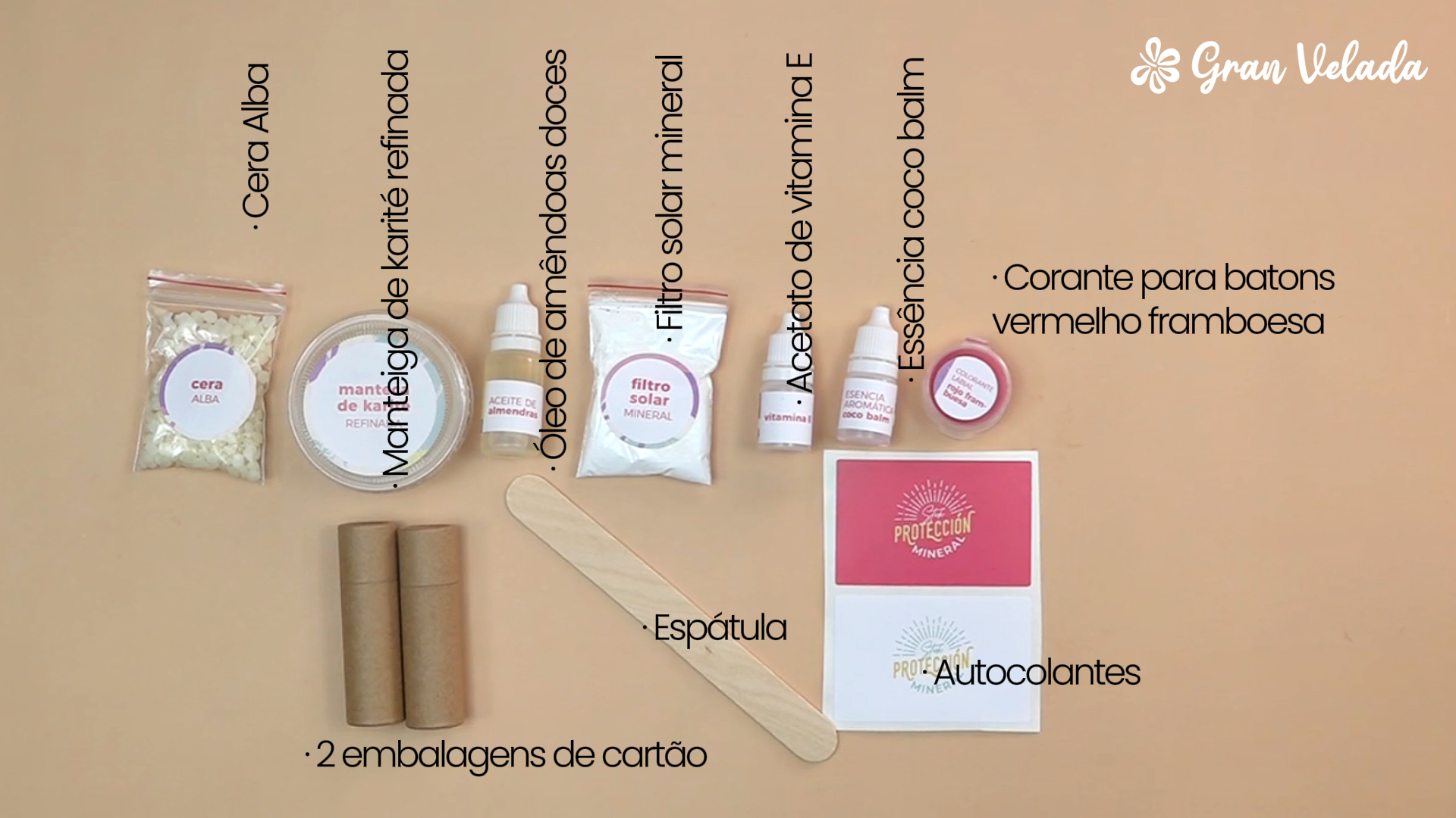 Materiais para fazer stick labial com proteção solar mineral