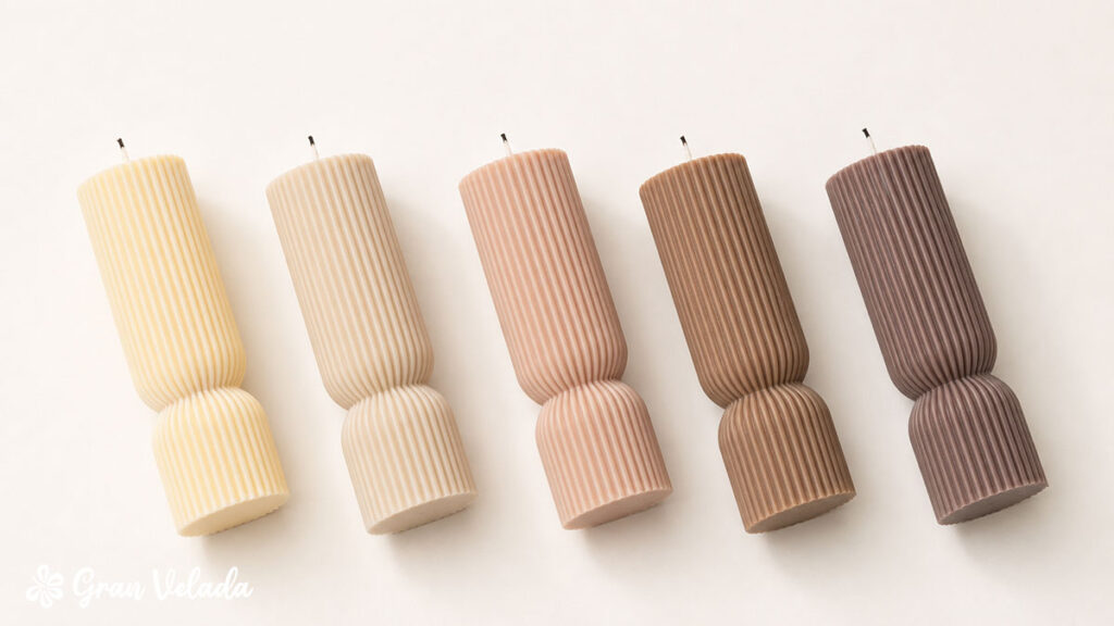 Velas de diferentes cores com formas.