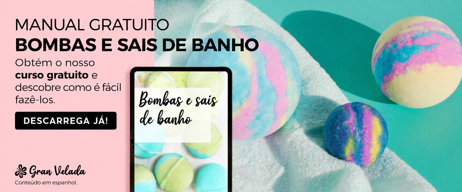 Manual de bombas e sais de banho — conteúdo em espanhol