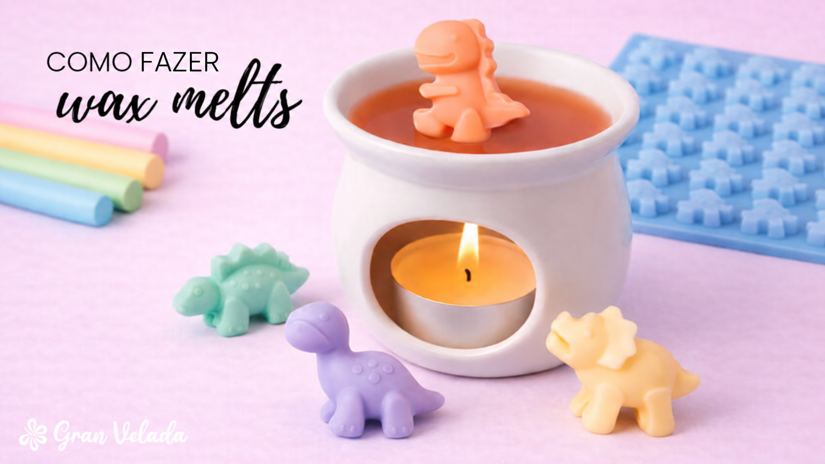 Como fazer wax melts: queimador branco e figuras de cera perfumada em tons pastel