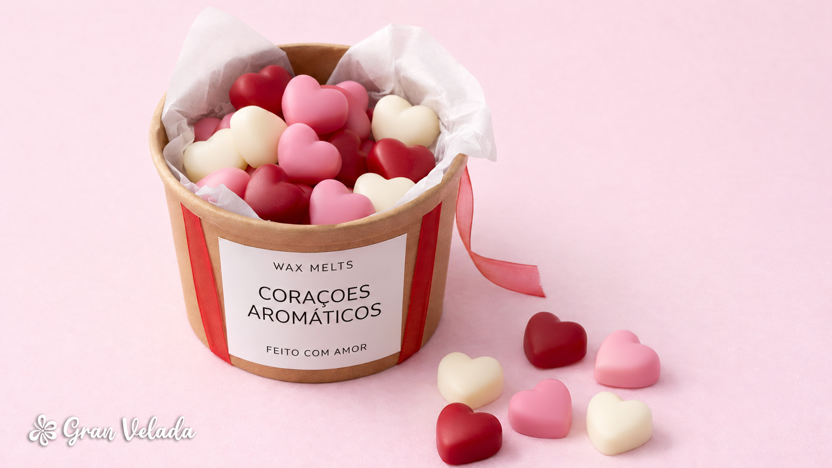 Caixa de wax melts de corações aromáticos para oferecer