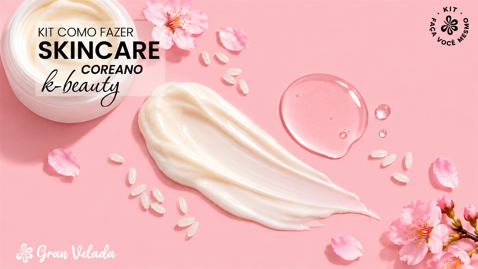 Kit Sakura para fazer skincare coreano: gel de limpeza, bruma, creme e máscara facial