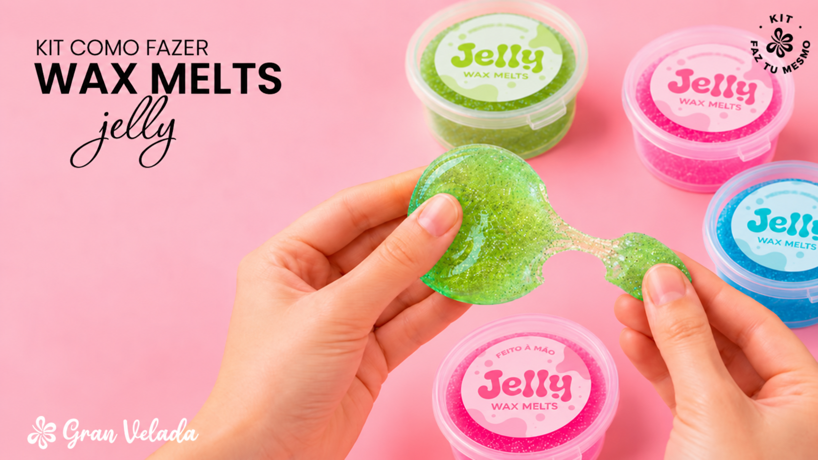 Wax melts jelly de três cores preparados com o kit da Gran Velada