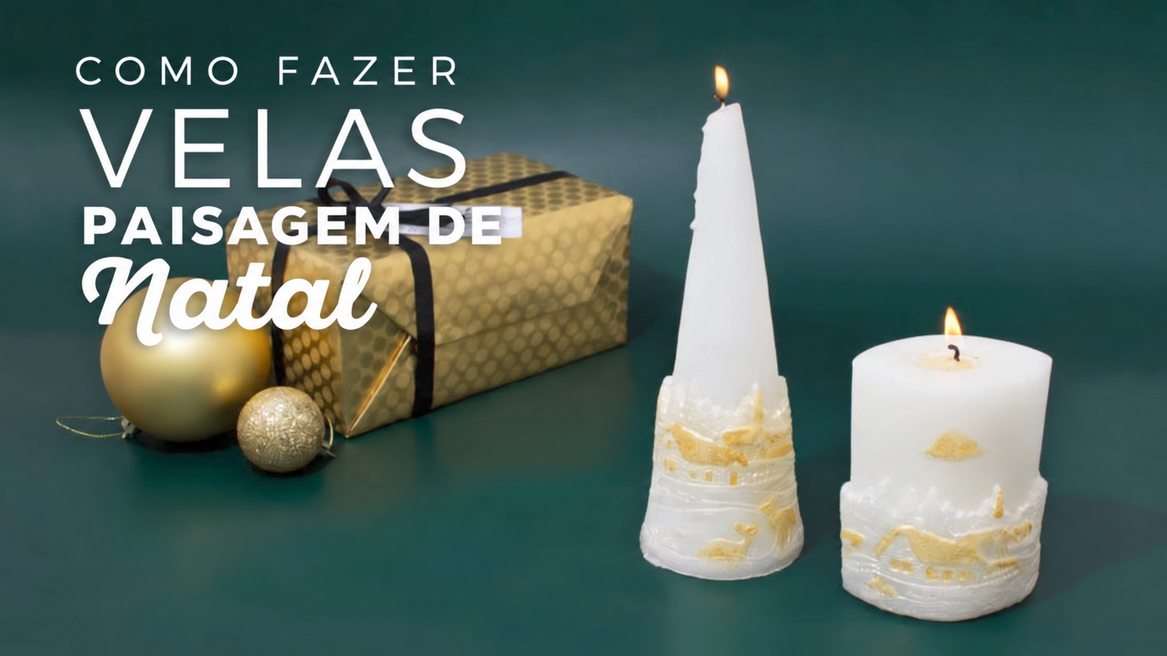 Velas com paisagem de Natal — resultado final