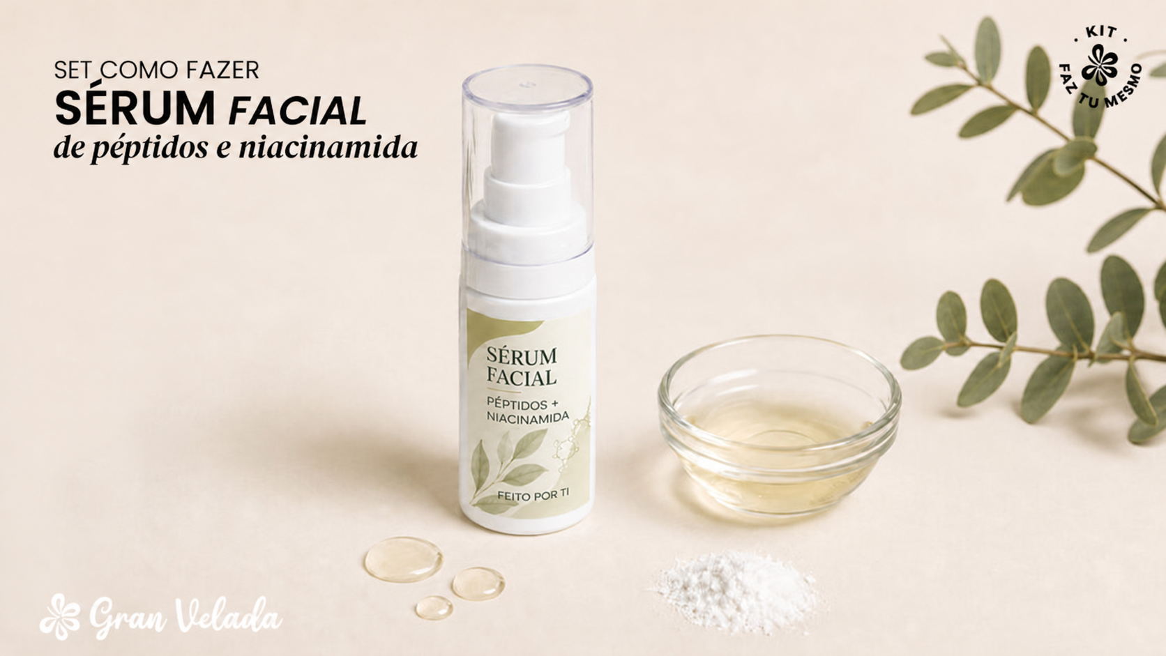 Sérum facial de péptidos e niacinamida preparado com o set Gran Velada