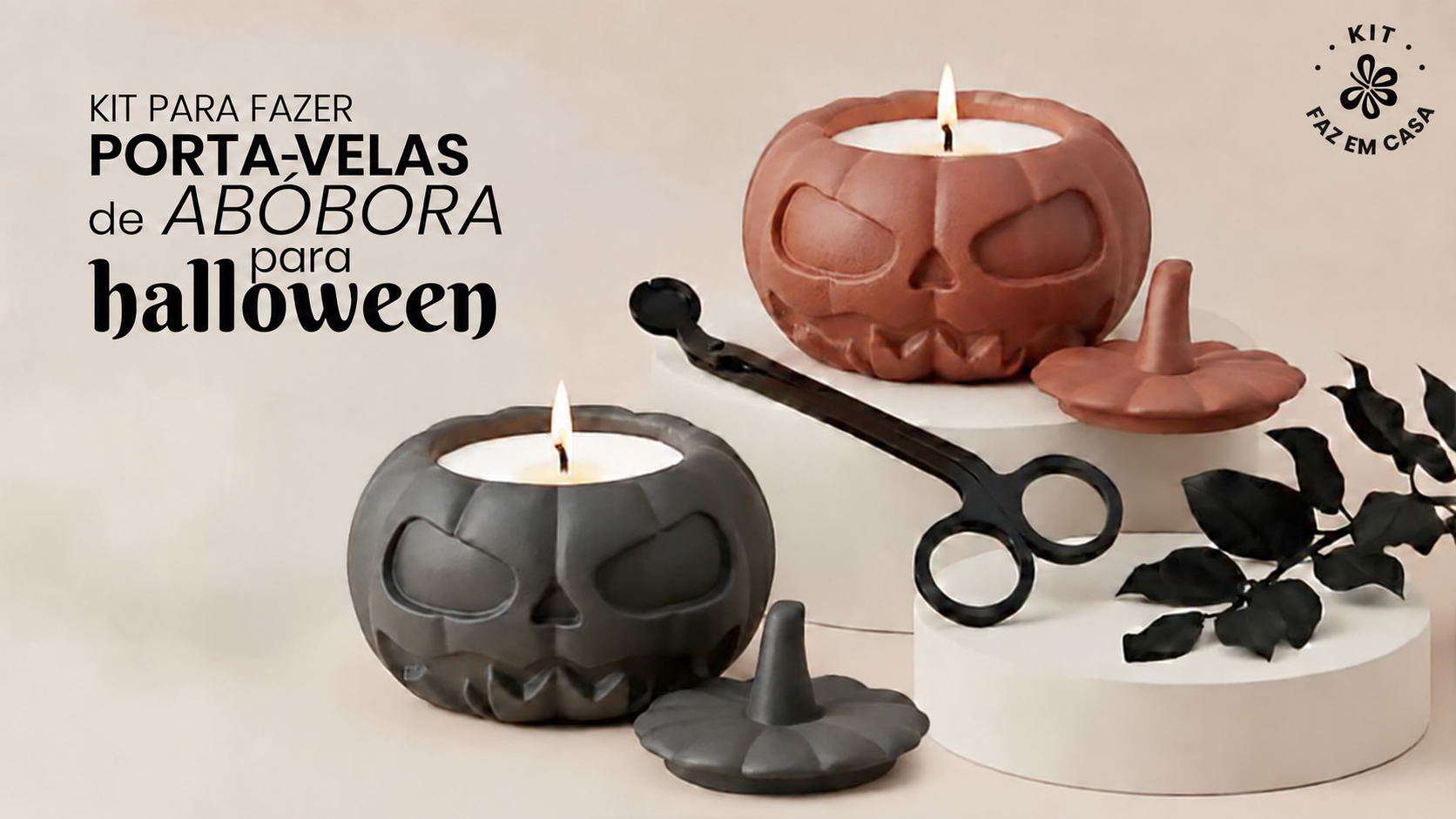 Porta-velas de abóbora de Halloween passo a passo