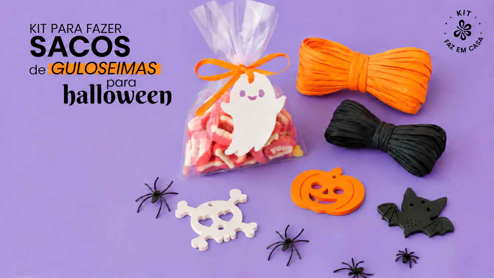 Sacos de guloseimas de Halloween com figuras de gesso